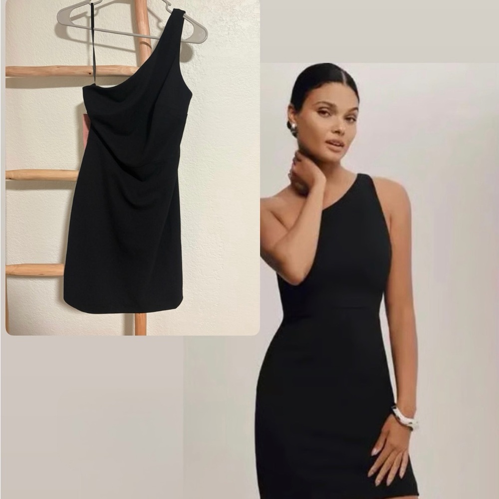 BHLDN Black One-Shoulder Dress